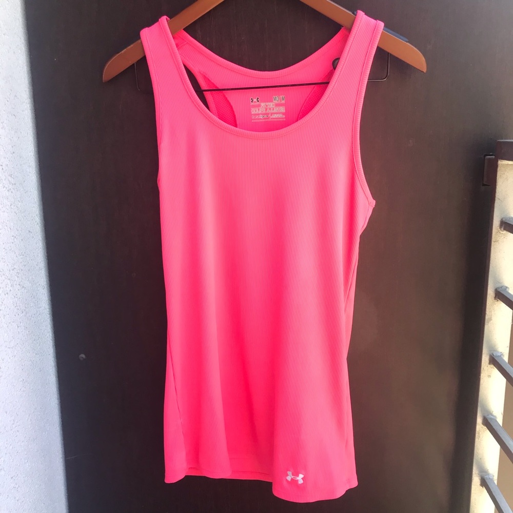 Pink Under Armour Heat Gear Fitted Tank
